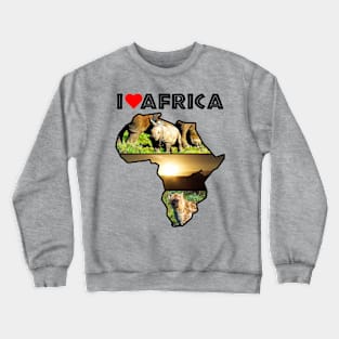 I Love Africa Wildlife Collage Map Crewneck Sweatshirt